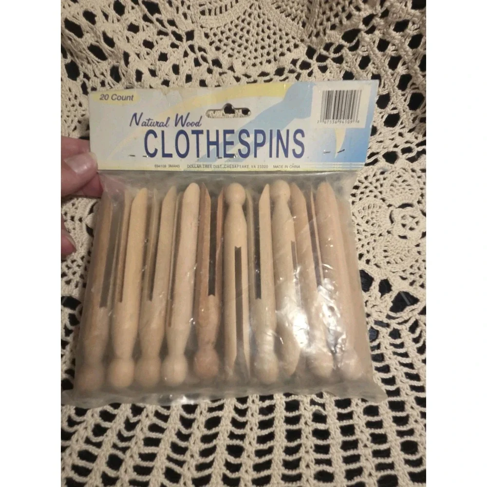 Vintage 20 Count Wooden Clothespins NWT